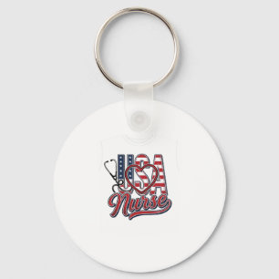 Porte-clés Infirmière Patriotique USA Cœur Chemise Stethoscop