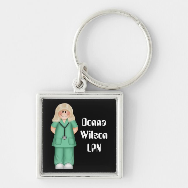 Porte-clés Infirmière personnalisée par blonde (Devant)