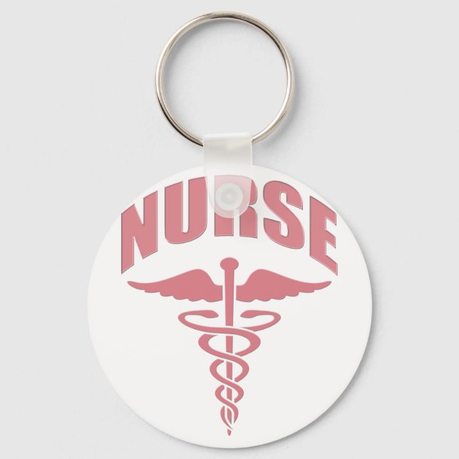 Porte-clés Infirmière Rose Caduceus (Recto)