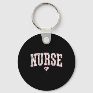 Porte-clés Infirmière Stéthoscope Battement de coeur Rn Lpn N