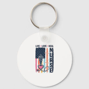 Porte-clés Infirmière Vive Amour Guérir Patriotique Vintage V