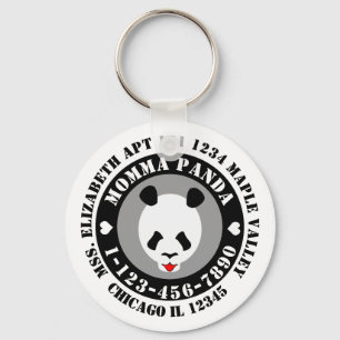 Porte-clés Informations de contact d'urgence de Momma Panda p