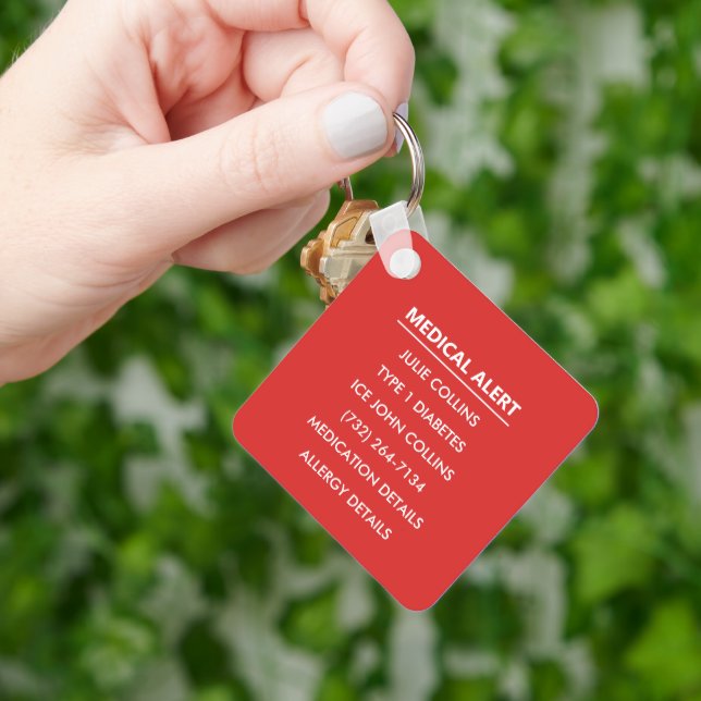 Porte-clés Informations médicales personnalisées ID d'alerte  (main)
