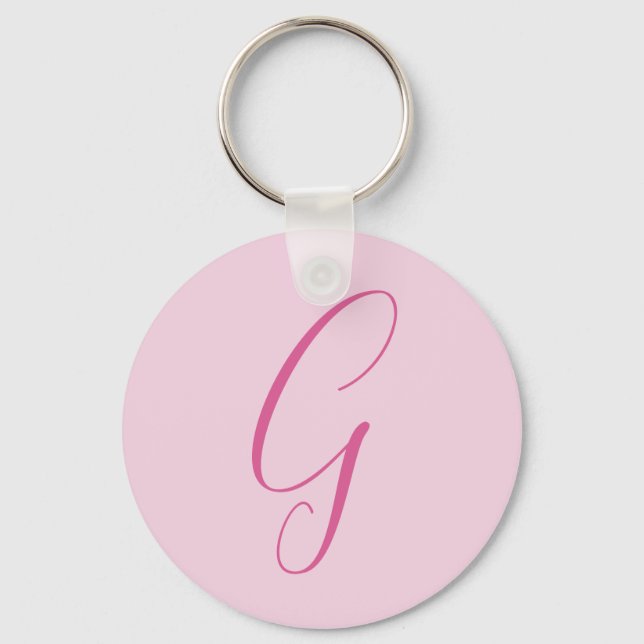 Porte-clés Initial Letter Monogram Light Pink Plain Chic (Recto)