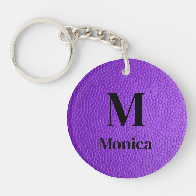 Porte-clés initial monogramme violet (Devant)