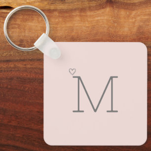 Porte-clés initial rose personnalisé