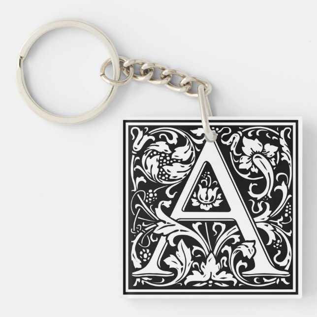 Porte-clés Initiale décorative "A" de lettre (Devant)