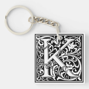 Porte-clés Initiale décorative "K" de lettre