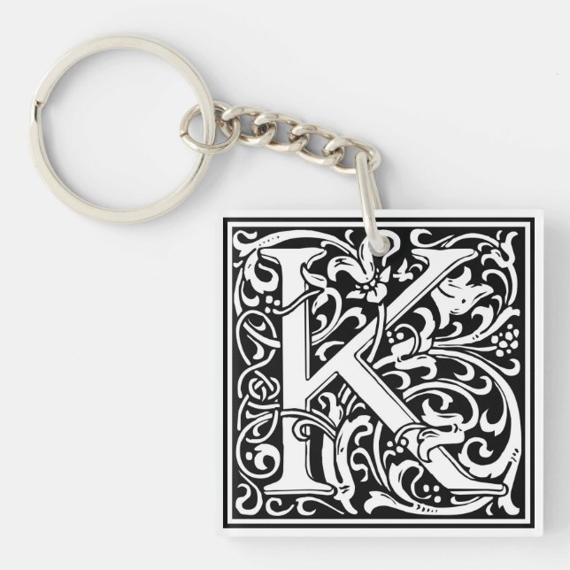 Porte-clés Initiale décorative "K" de lettre (Devant)