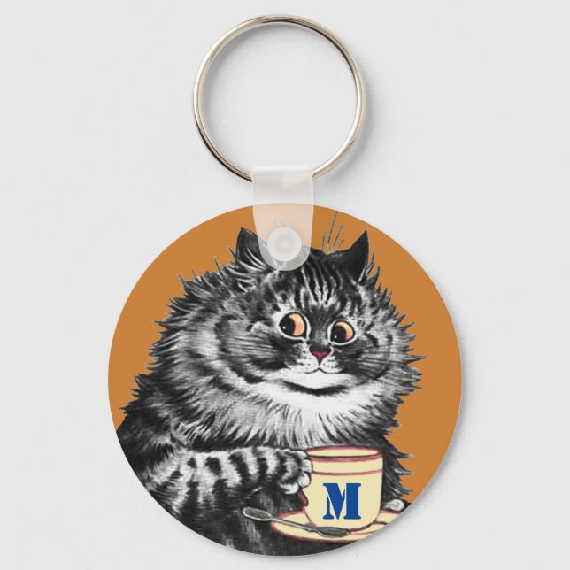 Porte-clés Initiale Personnalisable, Chat Lover Café, Louis W (Recto)