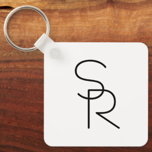 Porte-clés Initiales de chevauchement à l'aspect moderne