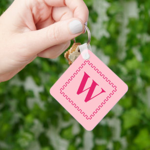 Porte-clés Initiales du monogramme de la bordure de framboise