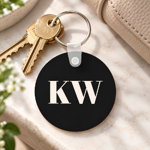 Porte-clés Initiales Monogramme Gras Personnalisées Noir Pers