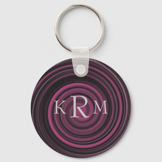 Porte-clés Initiales Monogrammées Tourbillons De Prune Porte- (Recto)