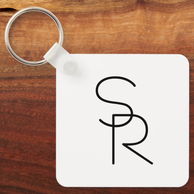 Porte-clés Initiales superposées de style moderne (Recto)