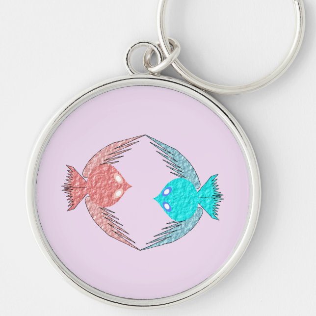 Porte-clés Inséparables roses et bleus mignons (Devant)