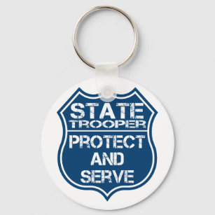 Porte-clés Insigne de police de l'état-Trooper Protéger et se