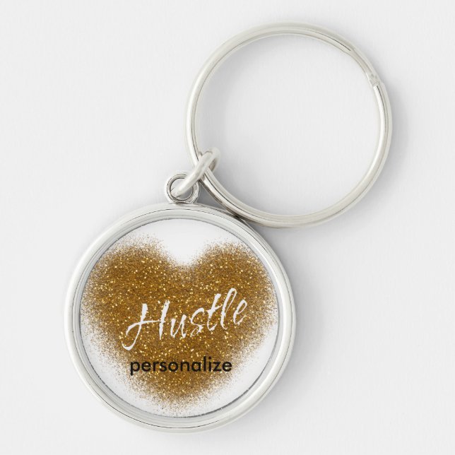 Porte-clés inspirationnel en forme de cœur HUSTLE  (Devant)