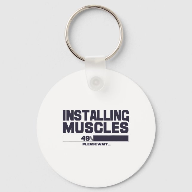 Porte-clés Installer des muscles drôle sport gym musculation  (Recto)