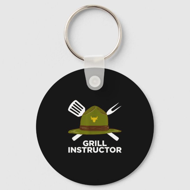 Porte-clés Instructeur de grill drôle de maître de barbecue g (Recto)
