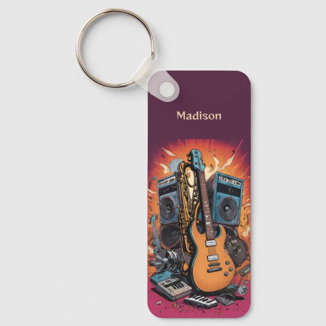 Porte-clés Instruments de musique de nom personnalisé (Recto)