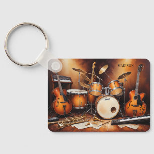 Porte-clés Instruments de musique de nom personnalisé