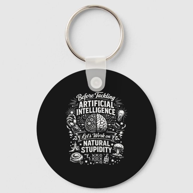 Porte-clés intelligence artificielle stupidité naturelle avan (Recto)