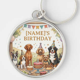 Porte-clés Invitation de fête d'anniversaire de chien de styl