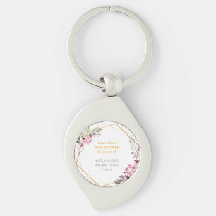 Porte-clés Invitation élégante florale dorée géométrique pour
