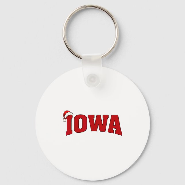 Porte-clés Iowa Christmas Santa Hat Retro Throwback Souvenir  (Recto)