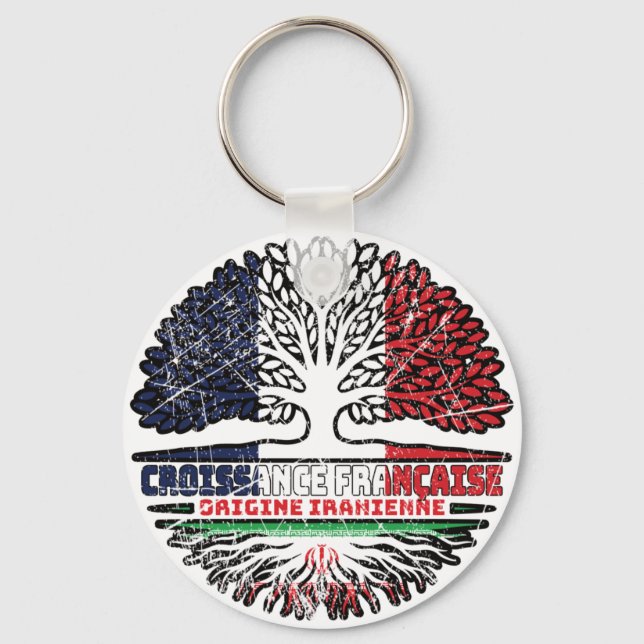 Porte-clés Iran FRANÇAIS Drapeau des racines des arbres (Recto)