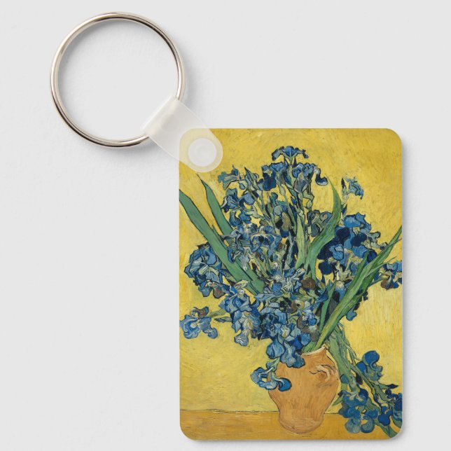 Porte-clés Iris de Van Gogh - Art audacieux bleu et jaune (Recto)