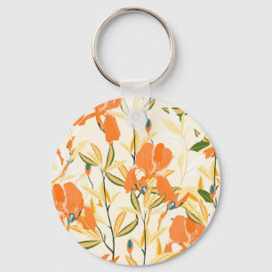 Porte-clés Iris orange : motif floral transparent