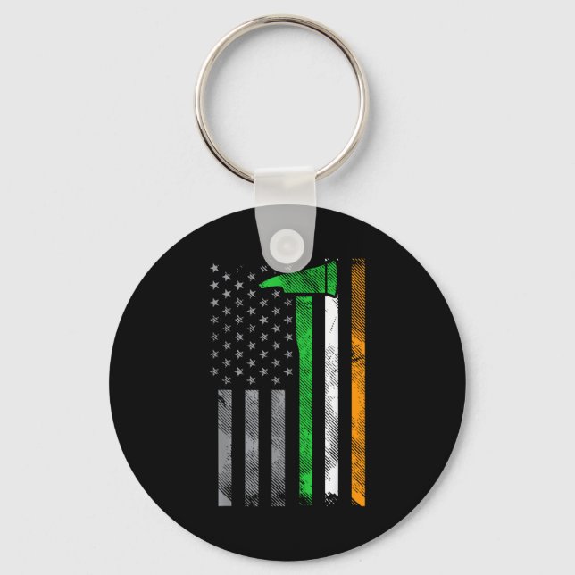 Porte-clés Irish American Us Flag Firefighter Axe Fire St Pat (Recto)