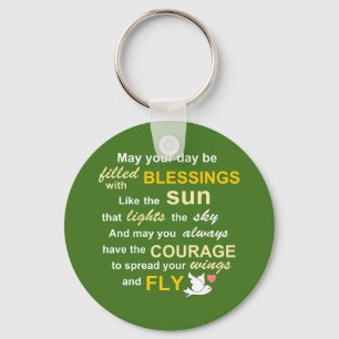 Porte-clés Irish Blessing for Courage - Typographie en vert