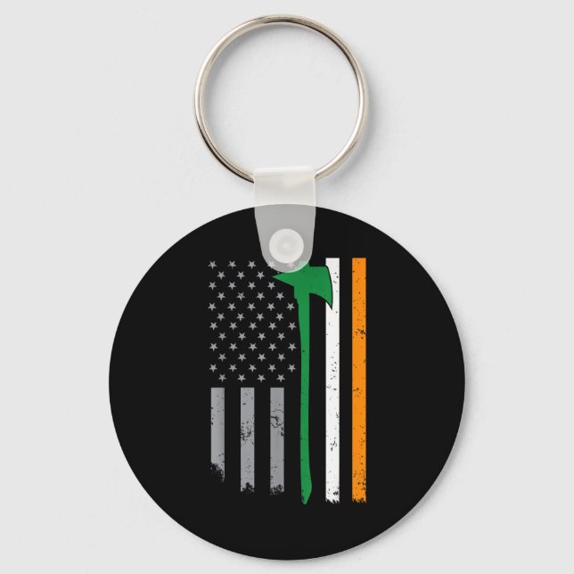 Porte-clés Irish Firefighter American Flag Cool St Patricks D (Recto)