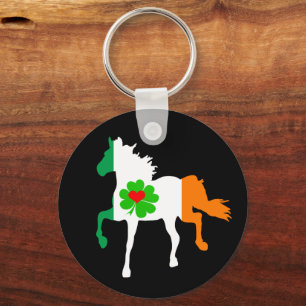 Porte-clés Irish Flag, Irish Horse running, shamrock /Irlande