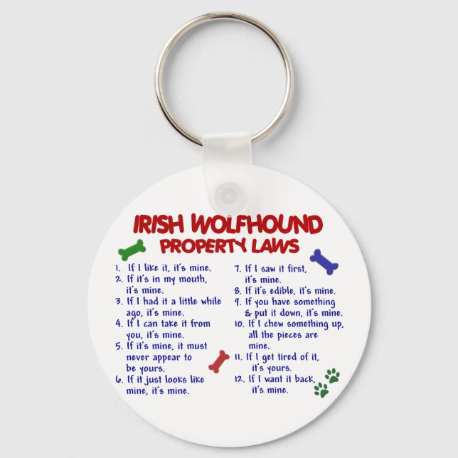 Porte-clés IRISH WOLFHOUND Lois sur la propriété 2 (Recto)