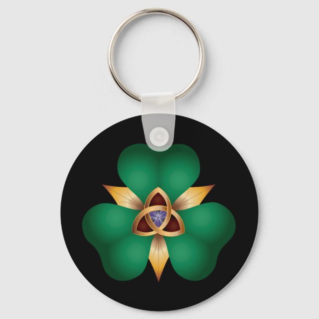 Porte-clés Irlandais Clover et Trinity Knot Charm Porte - clé (Recto)