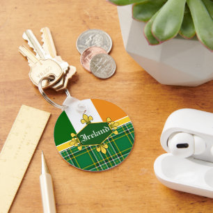 Porte-clés Irlande/Erin go bragh/drapeau irlandais/tartan/har