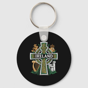 Porte-clés Irlande St Patrick Jour Croix Celtique Verte Céléb