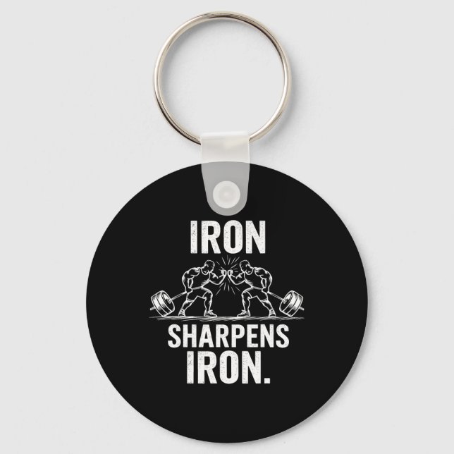 Porte-clés Iron Sharpens Fer - Gym Art Poids Design (Recto)