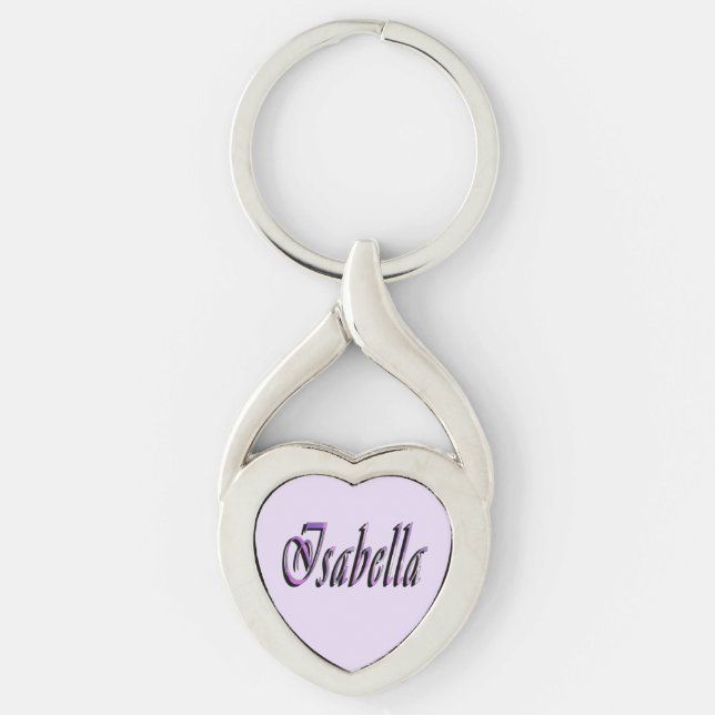 Porte-clés Isabella Nom En Violet Et Rose, (Devant)