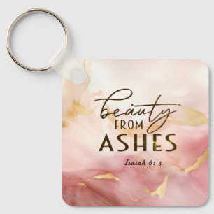 Porte-clés Isaïe 61 3 Beauté de Ashes Bible Verse Rose