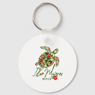 Porte-clés Isla Mujeres Mexique Tortue de mer Hibiscus Tropic