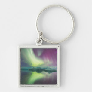 Porte-clés Islande, Jokulsarlon. Les lumières Aurora reflèten