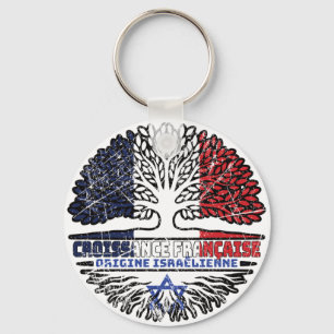 Porte-clés Israël Israélien Français, drapeau des racines des