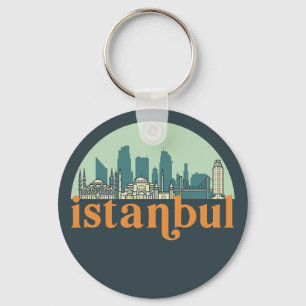 Porte-clés Istanbul Turkey Vintage City Skyline Cityscape Art