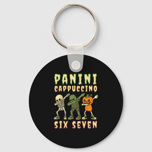 Porte-clés Italian Brainrot Halloween Panini Cappuccino Six S (Recto)
