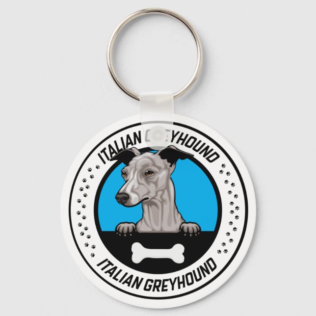 Porte-clés Italian Greyhound Peeking Illustration Badge (Recto)